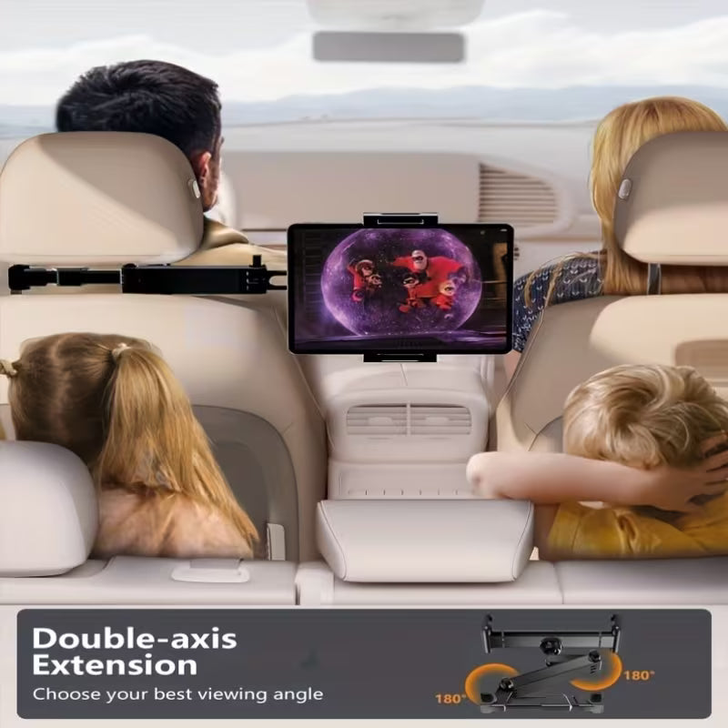 3-in-1 Adjustable Car Headrest Mount with 360° Rotatable Phone & Tablet Holder